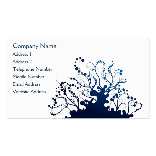 Navy Blue and White Abstract Swirl Art #3 Business Card (back side)