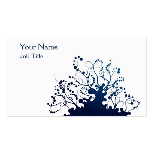 Navy Blue and White Abstract Swirl Art #3 Business Card (front side)