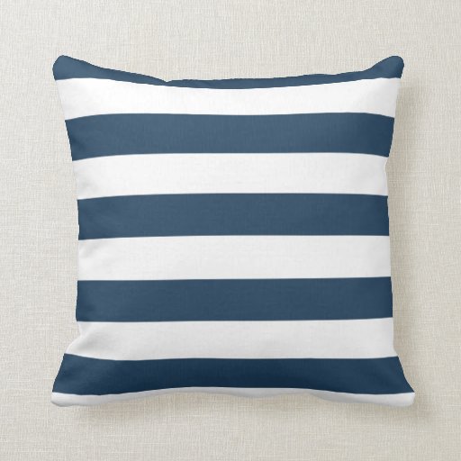 Navy Blue and White Bold Stripes Throw Pillow Zazzle