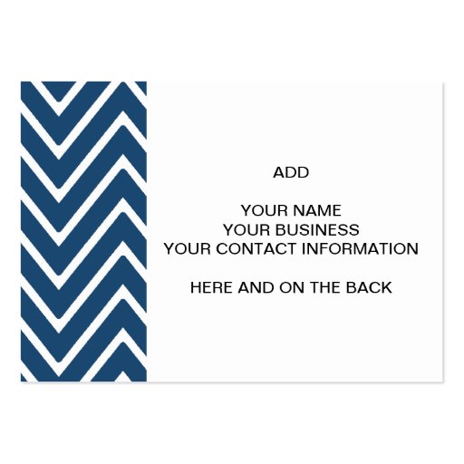 Navy Blue and White Chevron Pattern 2 Business Cards (front side)