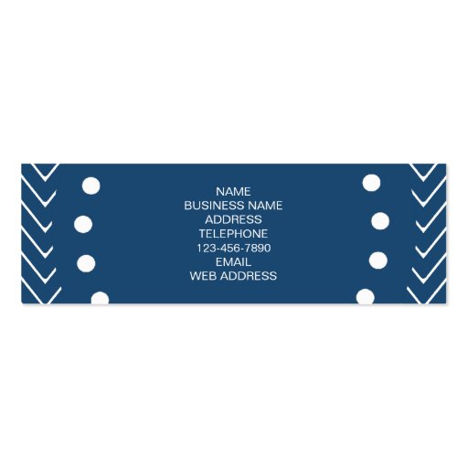 Navy Blue and White Chevron Pattern, Your Monogram Business Cards (back side)