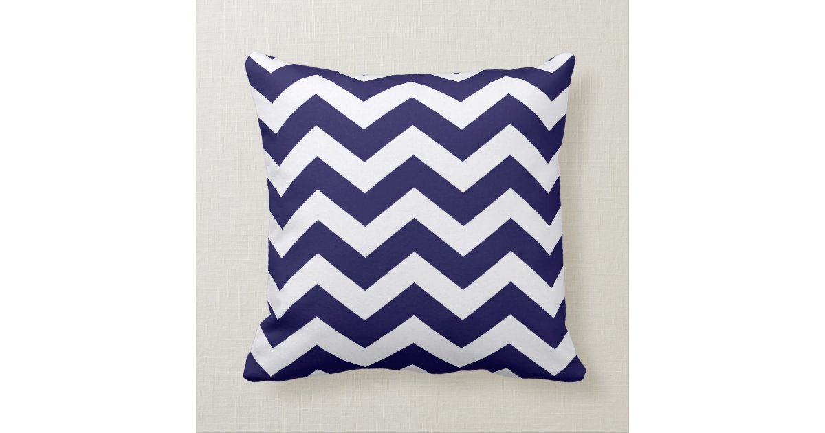 Navy Blue And White Chevron Stripes Throw Pillow Zazzle