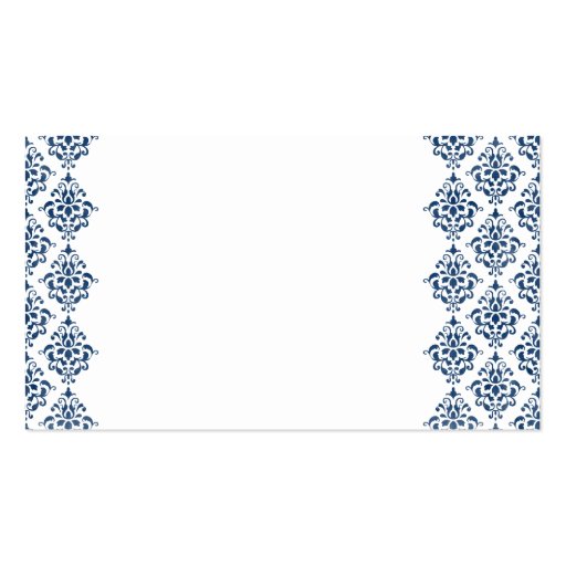 Navy Blue and White Damask Wedding Place Cards Business Card Template (back side)