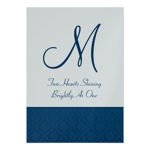 Navy Blue and White Diamond Damask Wedding Invitation