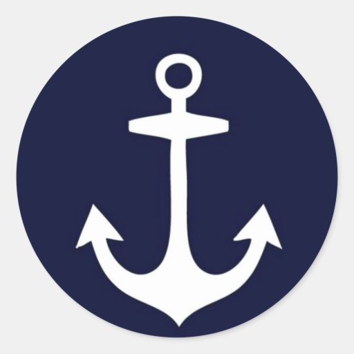 Navy Blue and White Nautical Inspired Classic Round Sticker Zazzle