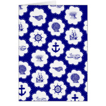 Navy Blue and White Nautical Pattern Cards