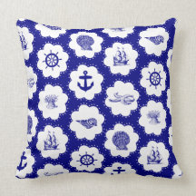 Navy Blue and White Nautical Pillow
