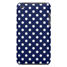 Navy Blue and White Polka Dot Pattern iPod Case-Mate Case