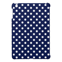 Navy Blue and White Polka Dot Pattern iPad Mini Cases