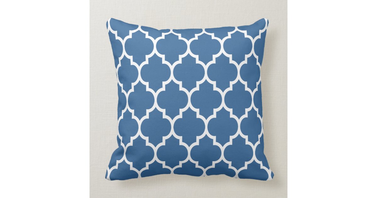 Navy Blue And White Quatrefoil Geometric Pattern Throw Pillow Zazzle