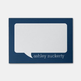 Navy Blue and White Talk Bubble Personalized Name Notes