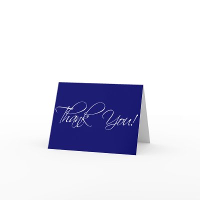 Navy Blue and White Thank You Cards Fancy Script
