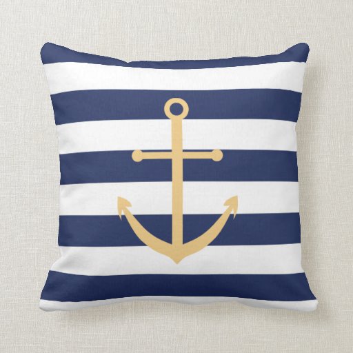 Navy Blue and Yellow Anchor Pillow Zazzle