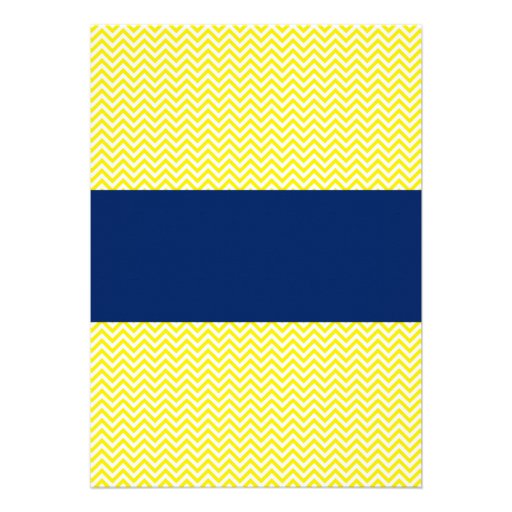 Navy Blue and Yellow Chevron Wedding Invitations