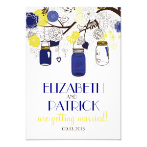Navy Blue and Yellow Mason Jars Wedding Invitation 5