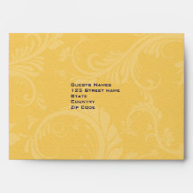 Navy blue and yellow wedding envelopes