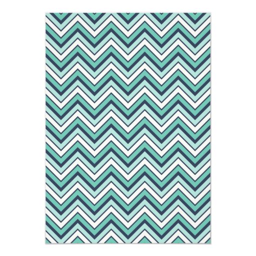 Navy Blue Aqua Chevron Bridal Shower Invitation