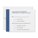 Navy blue beaded border wedding RSVP response card Personalized Invitation