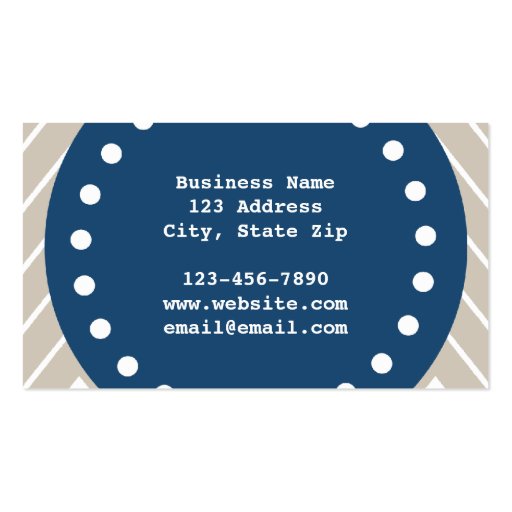 Navy Blue, Beige Chevron Pattern | Your Monogram Business Card Templates (back side)