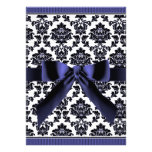 Navy Blue & Black Damask Wedding Invitations