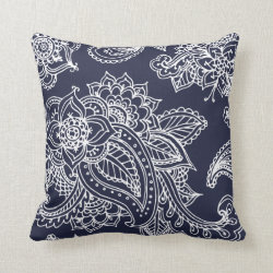 Navy Blue Bohemian Paisley Pillows