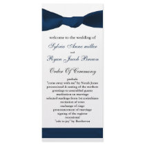 navy blue bow Wedding program Rack Card