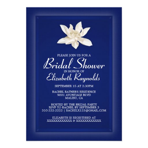 Navy Blue Bridal Shower Invitations