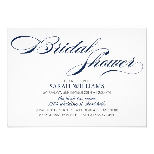 Navy Blue Bridal Shower Personalized Invite