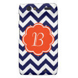Navy Blue Chevron Monogram Motorola Droid RAZR Covers