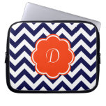 Navy Blue Chevron Monogram Computer Sleeves