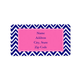 Navy Blue Chevron Pattern with Hot Pink Custom Address Labels