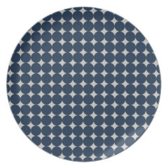 Navy Blue Circles and Silver Diamonds Pattern Gift Dinner Plate
