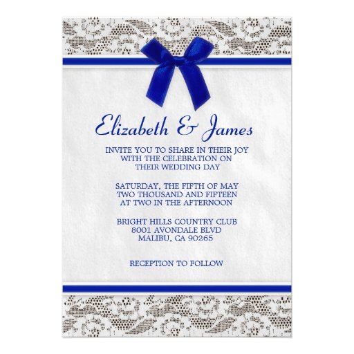 Navy Blue Country Lace Wedding Invitations