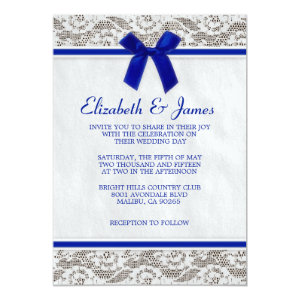 Navy Blue Country Lace Wedding Invitations 5