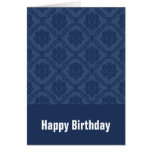 Navy Blue Damask Birthday Greeting Cards