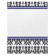 Navy Blue Damask Letterhead