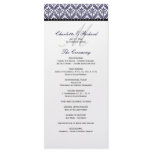 Navy Blue Damask Monogram Wedding Program Personalized Rack Card