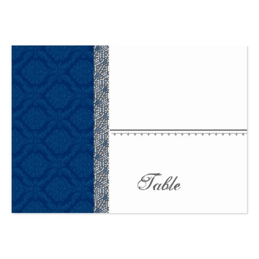 Navy Blue Damask Place Card - Wedding Party Business Card (front side)