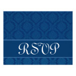 Navy Blue Damask RSVP Wedding Response Card Personalized Invite