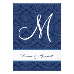 Navy Blue Damask Wedding A452D Custom Invite