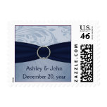 "navy blue" damask wedding postage