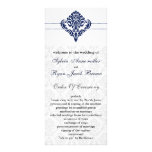 "navy blue" damask Wedding program Rack Card Design