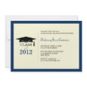 Navy blue ecru cap tassel graduation announcement invitation