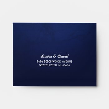 Navy Blue Fade & White Moon & Stars Rsvp Return Envelope by juliea2010 at Zazzle