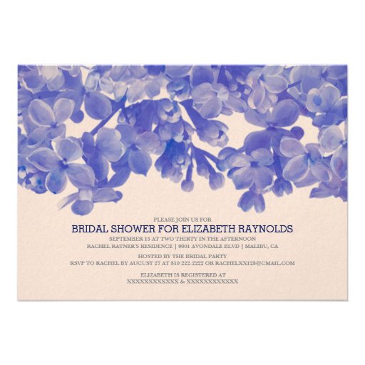 Navy Blue Floral Bridal Shower Invitations