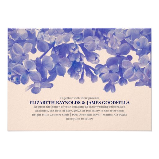 Navy Blue Floral Wedding Invitations