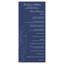 Navy Blue Floral Wedding Program Rack Card