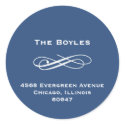 Navy blue flourish classy holiday address label sticker