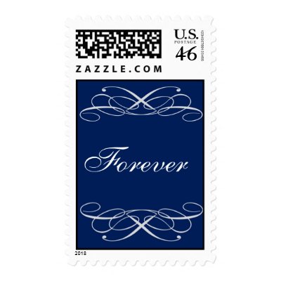 Navy Blue Flourish Scroll - Forever Stamps