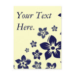 navy blue flowers postcard
